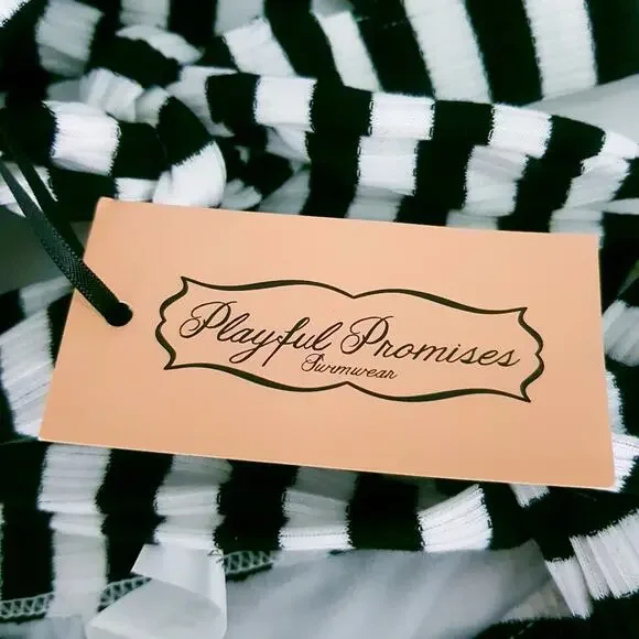 NWT Asos Playful Promises Textured Striped Ribbed Knit Bikini Set Size 6 - Picture 9 of 12